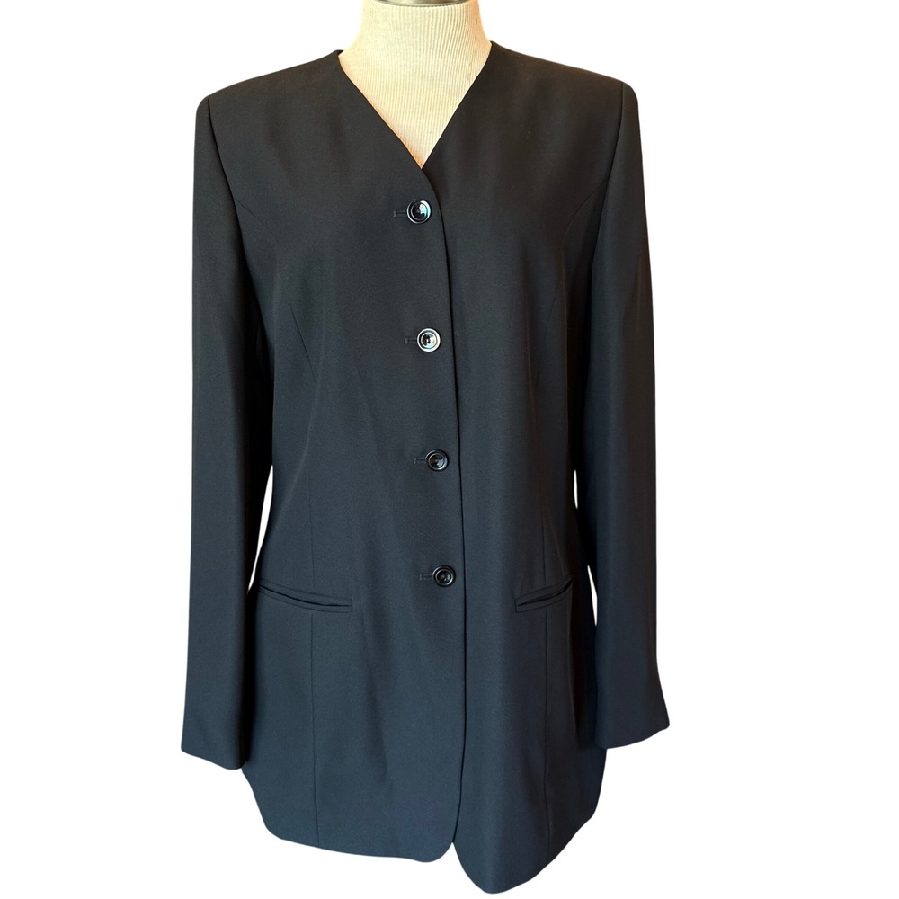 Pendleton Portland Oregon Tall Tailored Blazer Jacket Size 12 Black Careerwear